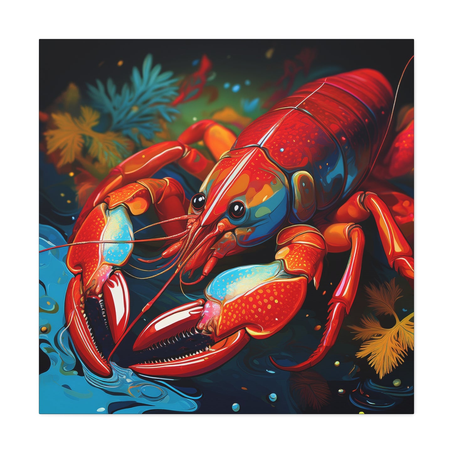 Crawfish Frameless Canvas Wall Art Sizes 10”x10” – 36”x36”