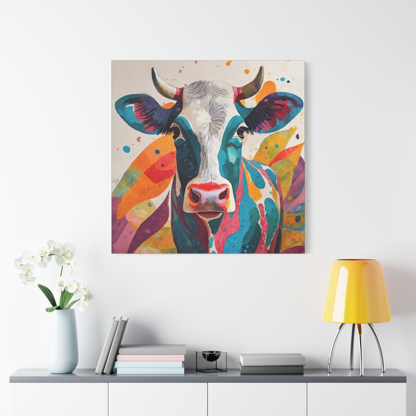 Cow Frameless Canvas Wall Art Sizes 10”x10” – 36”x36”