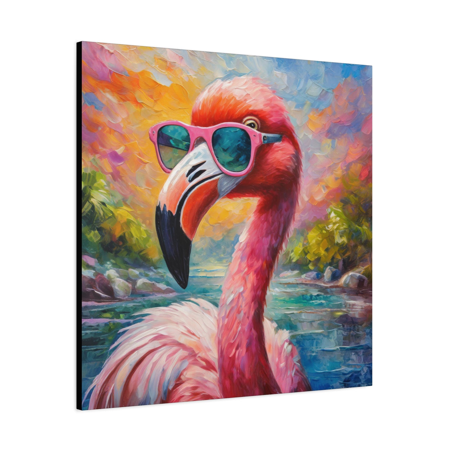 Flamingo Frameless Canvas Wall Art Sizes 10”x10” – 36”x36”