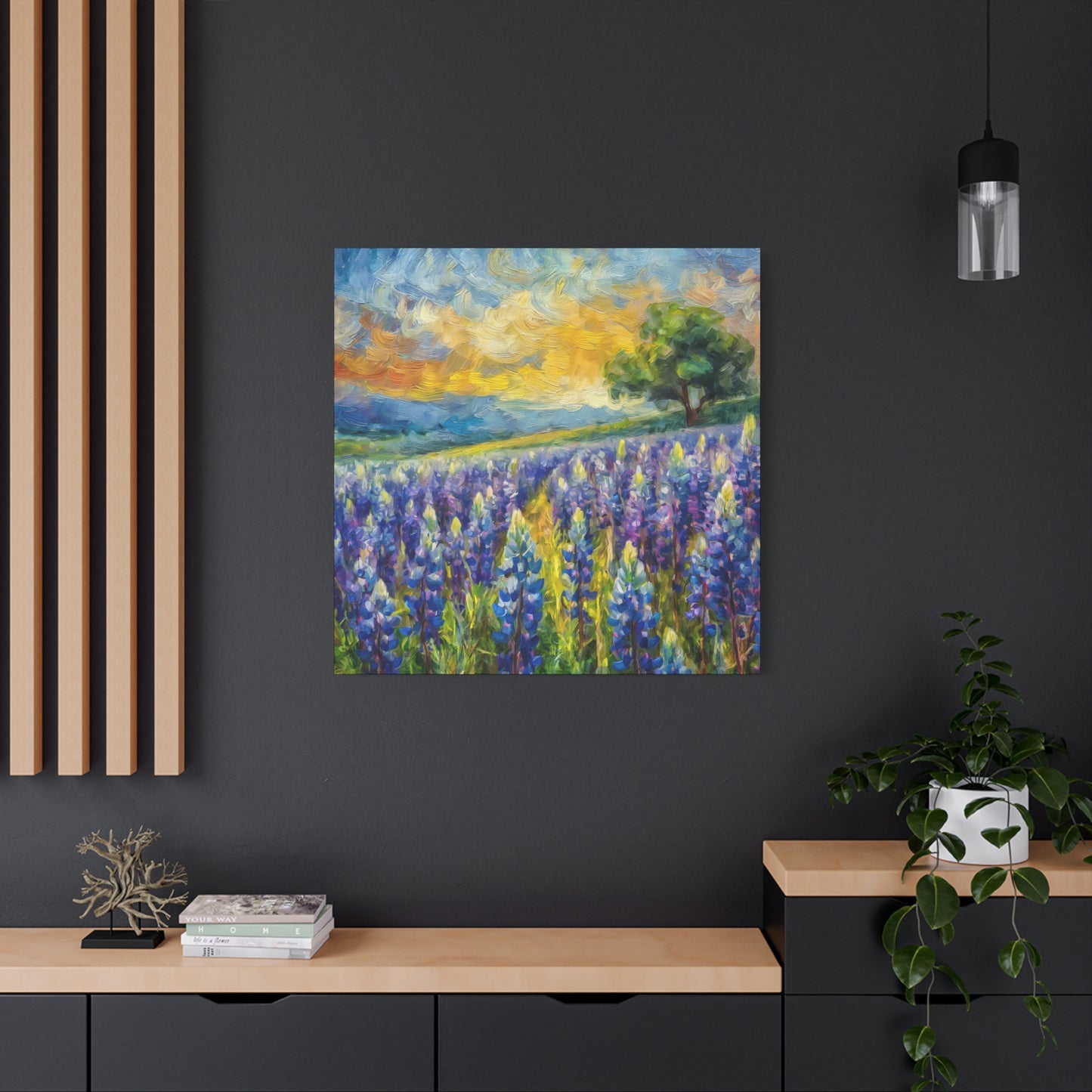 Bluebonnets Frameless Canvas Wall Art Sizes 10”x10” – 36”x36”