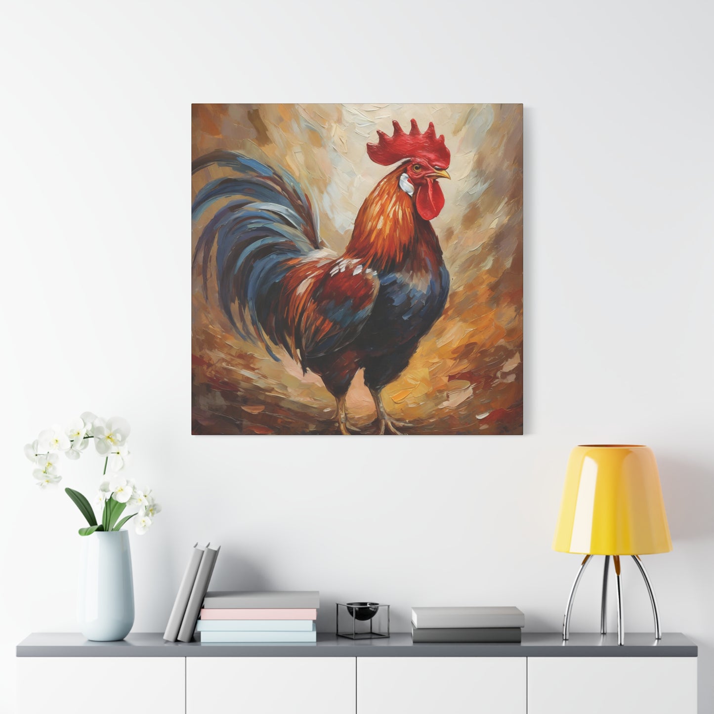 Rooster Frameless Canvas Wall Art Sizes 10”x10” – 36”x36”