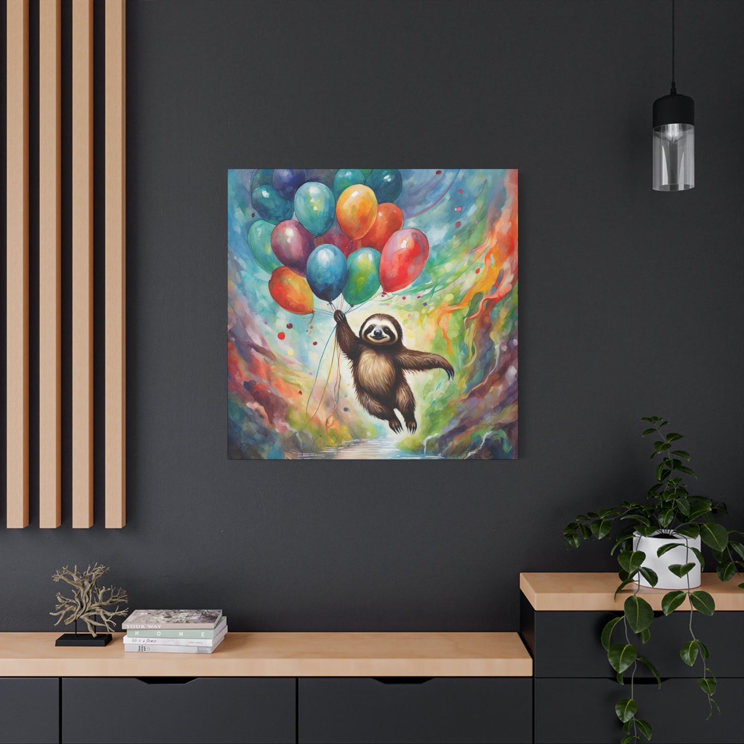 Balloon Sloth Frameless Canvas Wall Art Sizes 10”x10” – 36”x36”