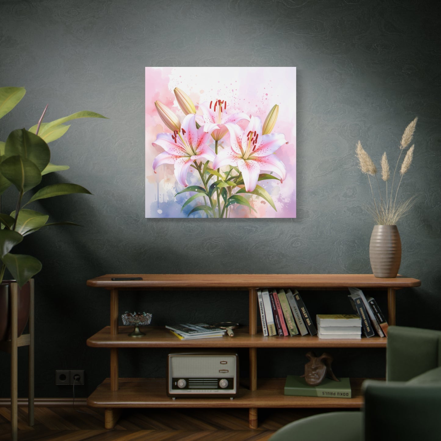 Stargazer Lilies Frameless Canvas Wall Art Sizes 10”x10” – 36”x36”