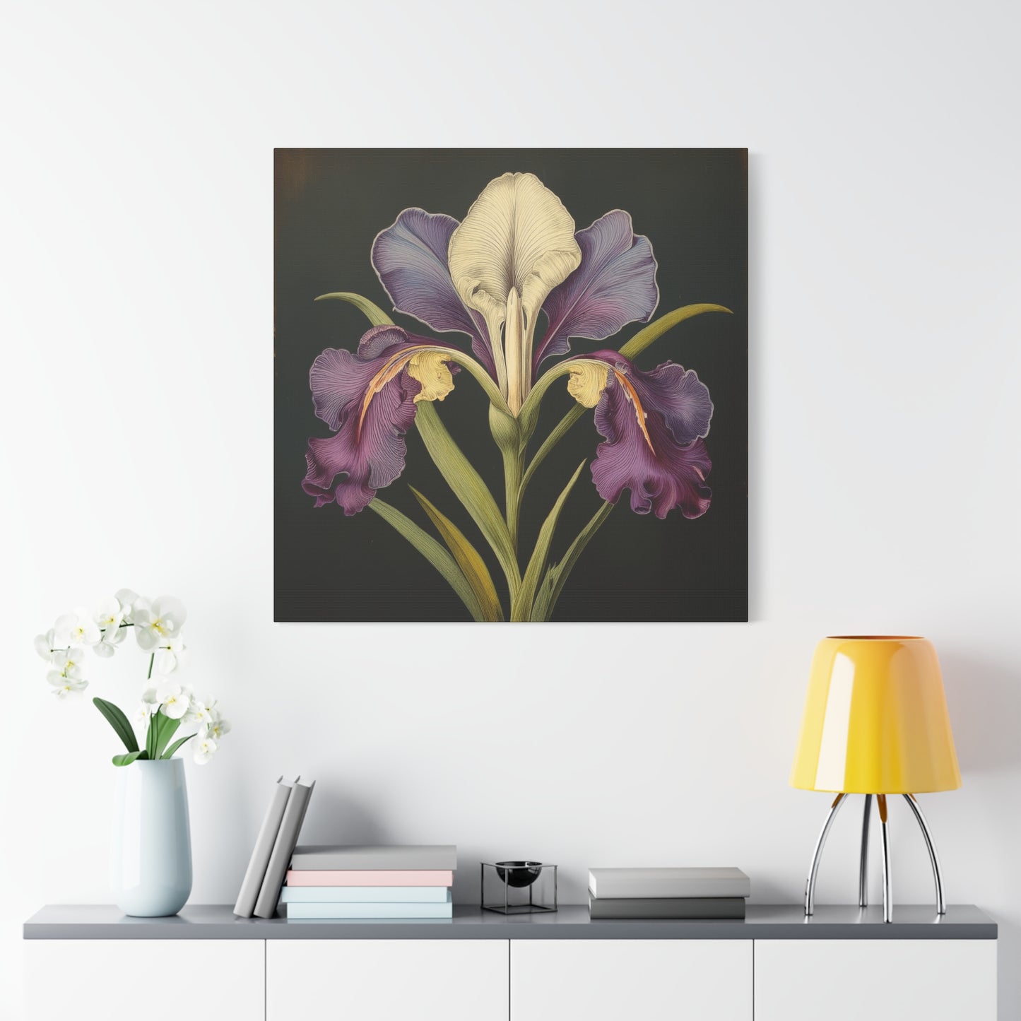 Iris Flower Frameless Canvas Wall Art Sizes 10”x10” – 36”x36”