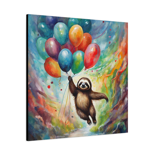 Balloon Sloth Frameless Canvas Wall Art Sizes 10”x10” – 36”x36”