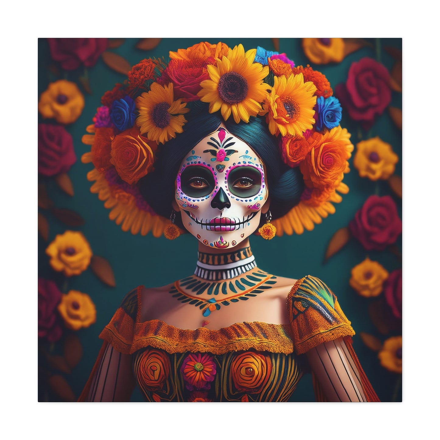 La Catrina Frameless Canvas Wall Art Sizes 10”x10” – 36”x36”