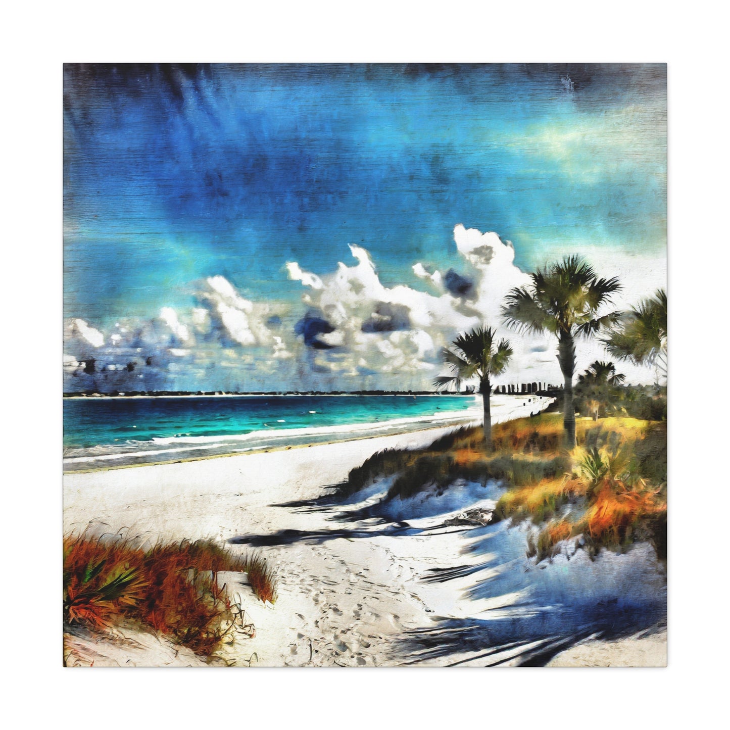Beach Frameless Canvas Wall Art Sizes 10”x10” – 36”x36”