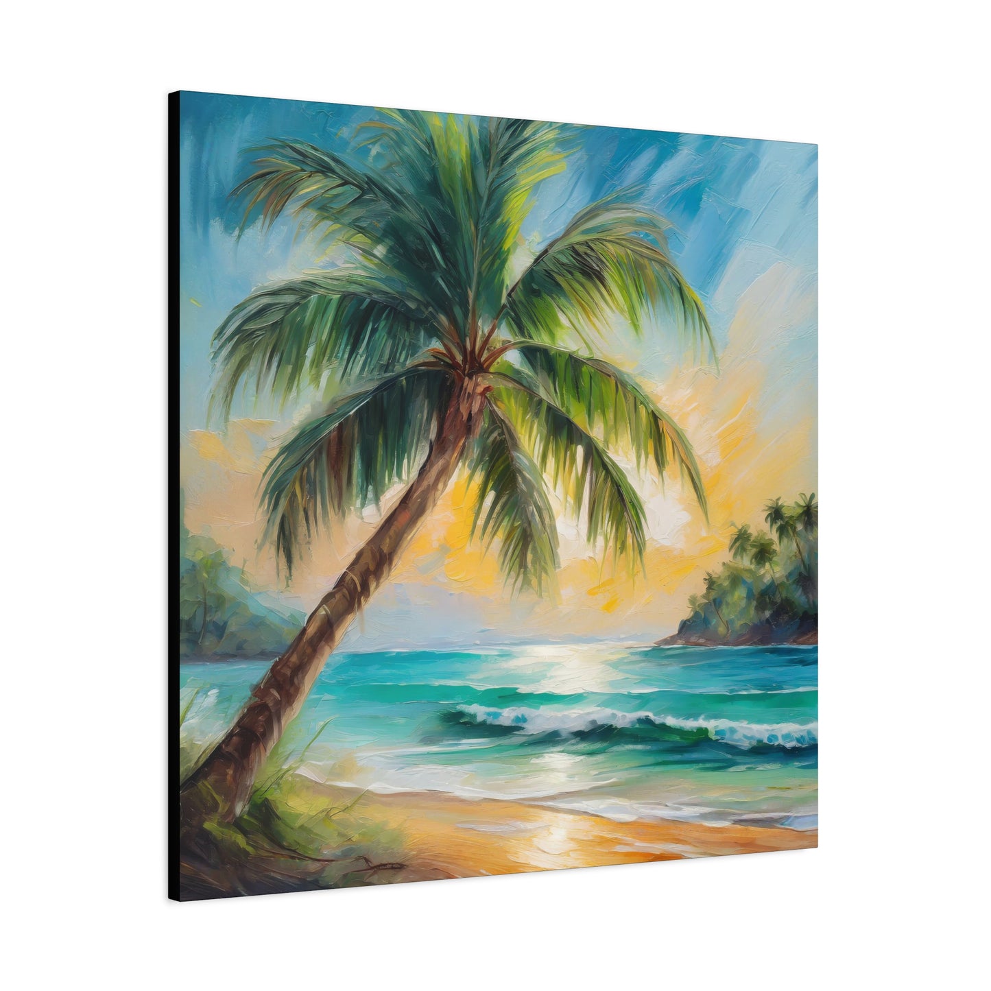 Palm Tree Frameless Canvas Wall Art Sizes 10”x10” – 36”x36”