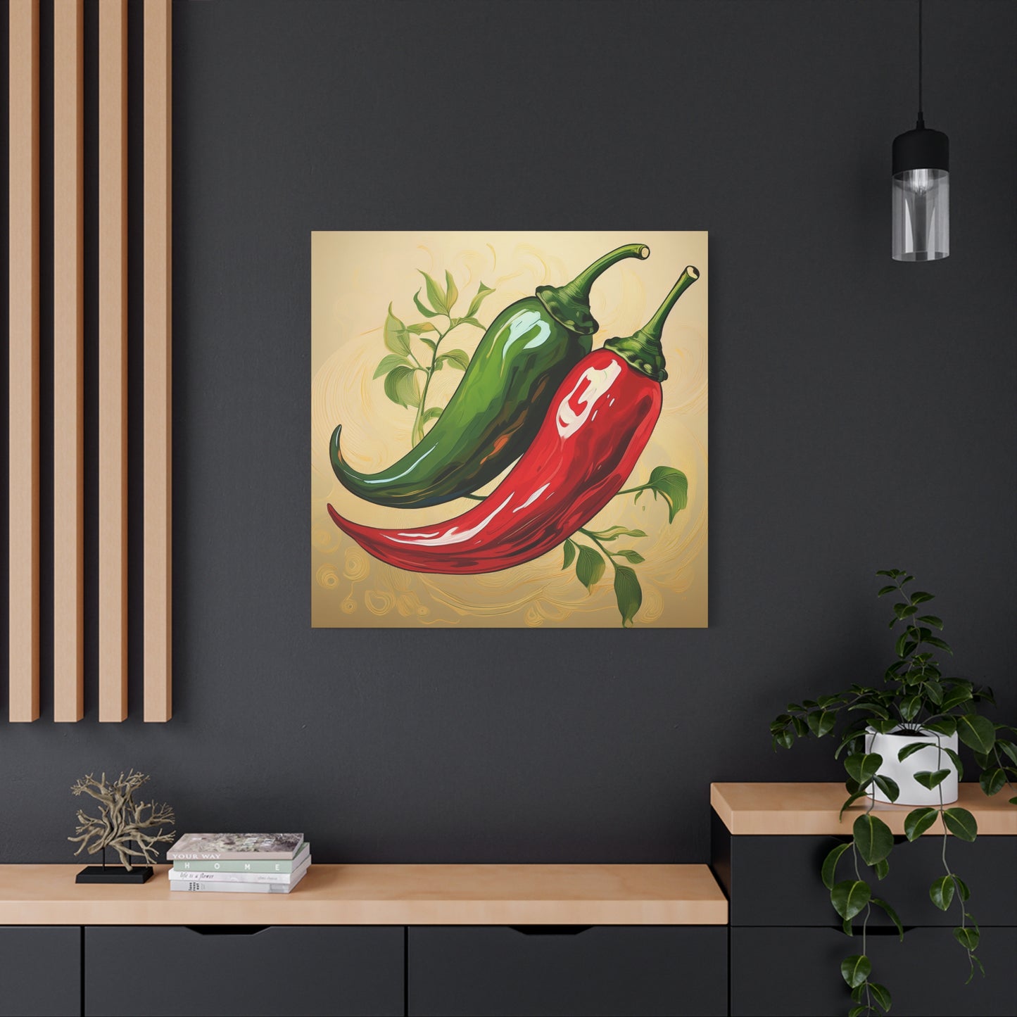 Chili Peppers Frameless Canvas Wall Art Sizes 10”x10” – 36”x36”