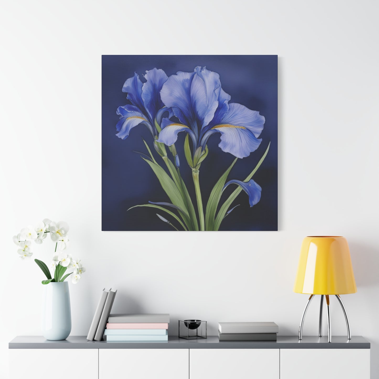 Iris Flower Frameless Canvas Wall Art Sizes 10”x10” – 36”x36”