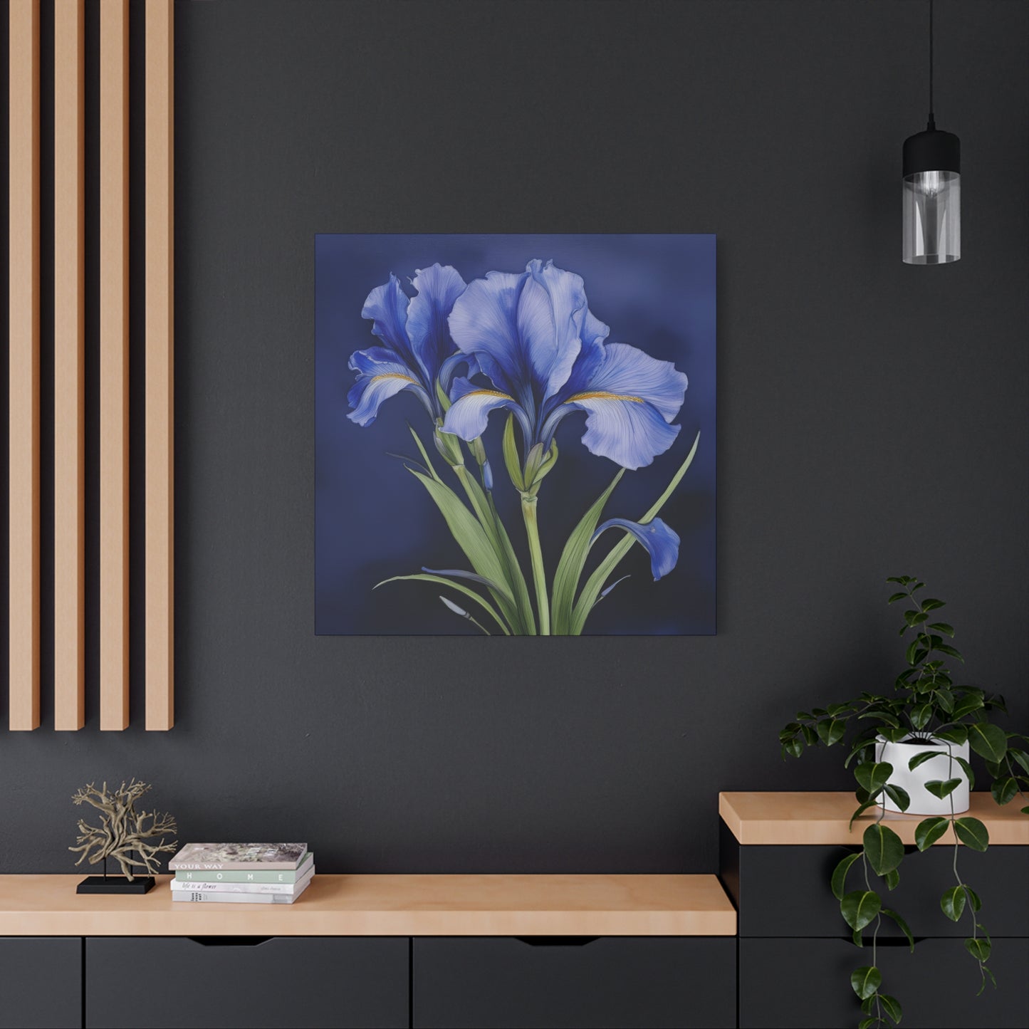 Iris Flower Frameless Canvas Wall Art Sizes 10”x10” – 36”x36”