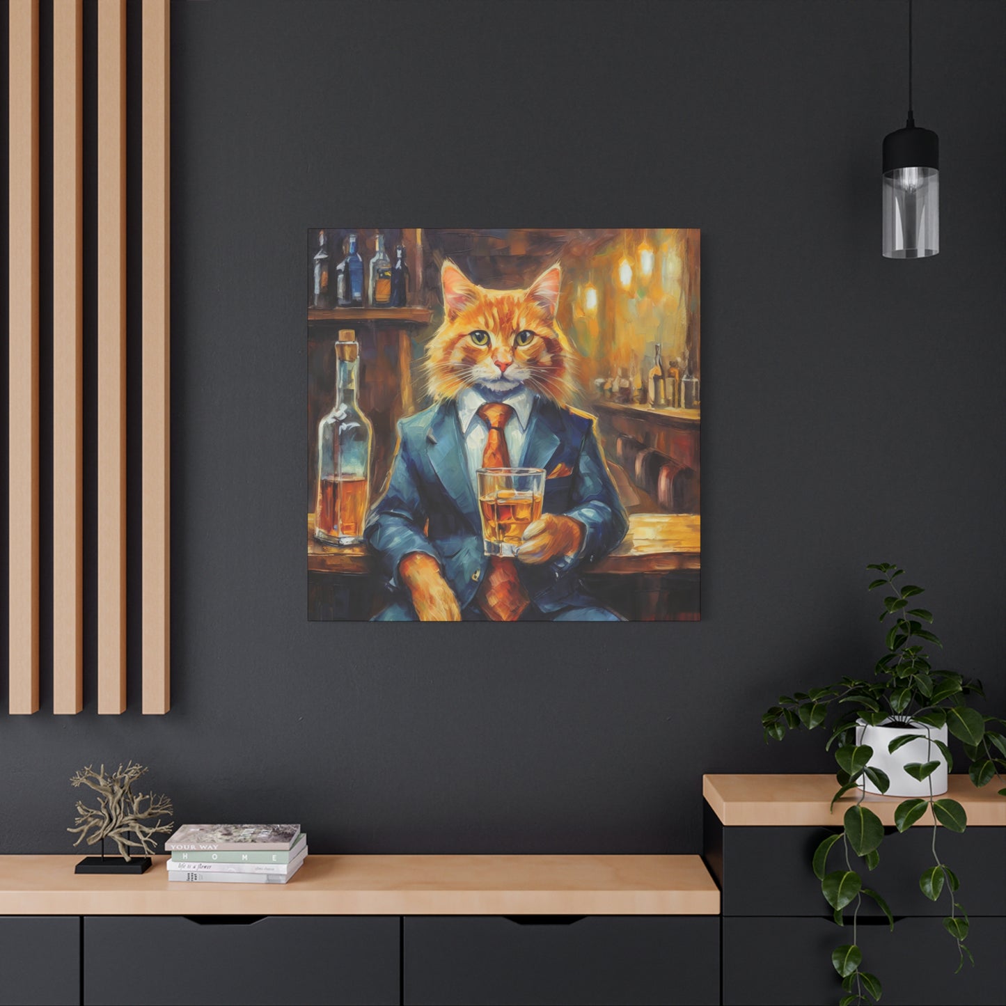 Whiskey Ginger Cat Frameless Canvas Wall Art Sizes 10”x10” – 36”x36”