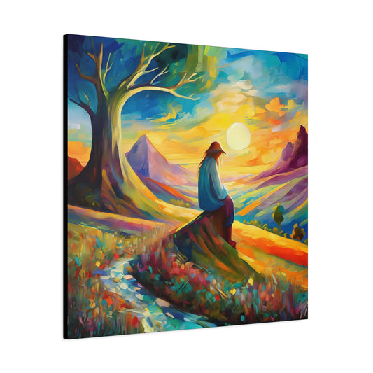 Sunset Contemplation Matte Canvas Wall Art — Colorful Landscape
