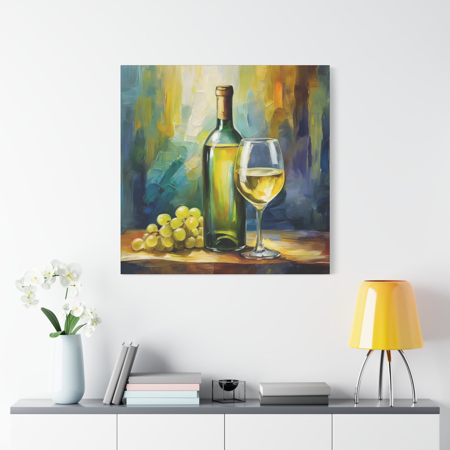 White Wine Frameless Canvas Wall Art Sizes 10”x10” – 36”x36”