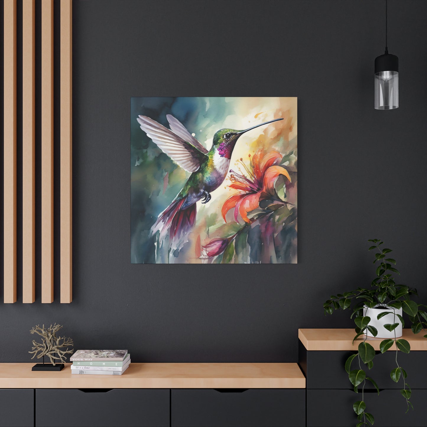 Hummingbird Frameless Canvas Wall Art Sizes 10”x10” – 36”x36”