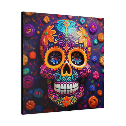 Sugar Skull Frameless Canvas Wall Art Sizes 10”x10” – 36”x36”