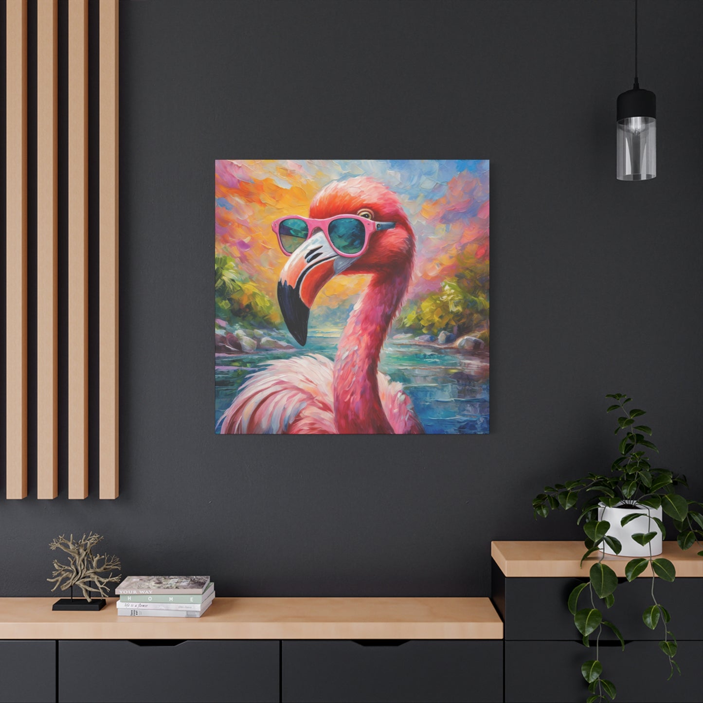 Flamingo Frameless Canvas Wall Art Sizes 10”x10” – 36”x36”
