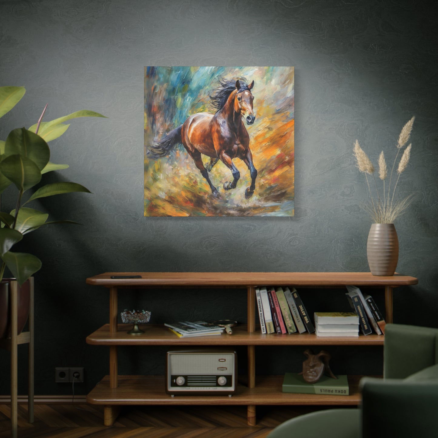 Horse Running Frameless Canvas Wall Art Sizes 10”x10” – 36”x36”