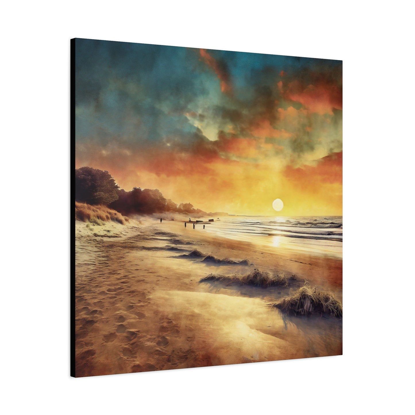 Rustic Beach Sunset Frameless Canvas Wall Art Sizes 10”x10” – 36”x36”
