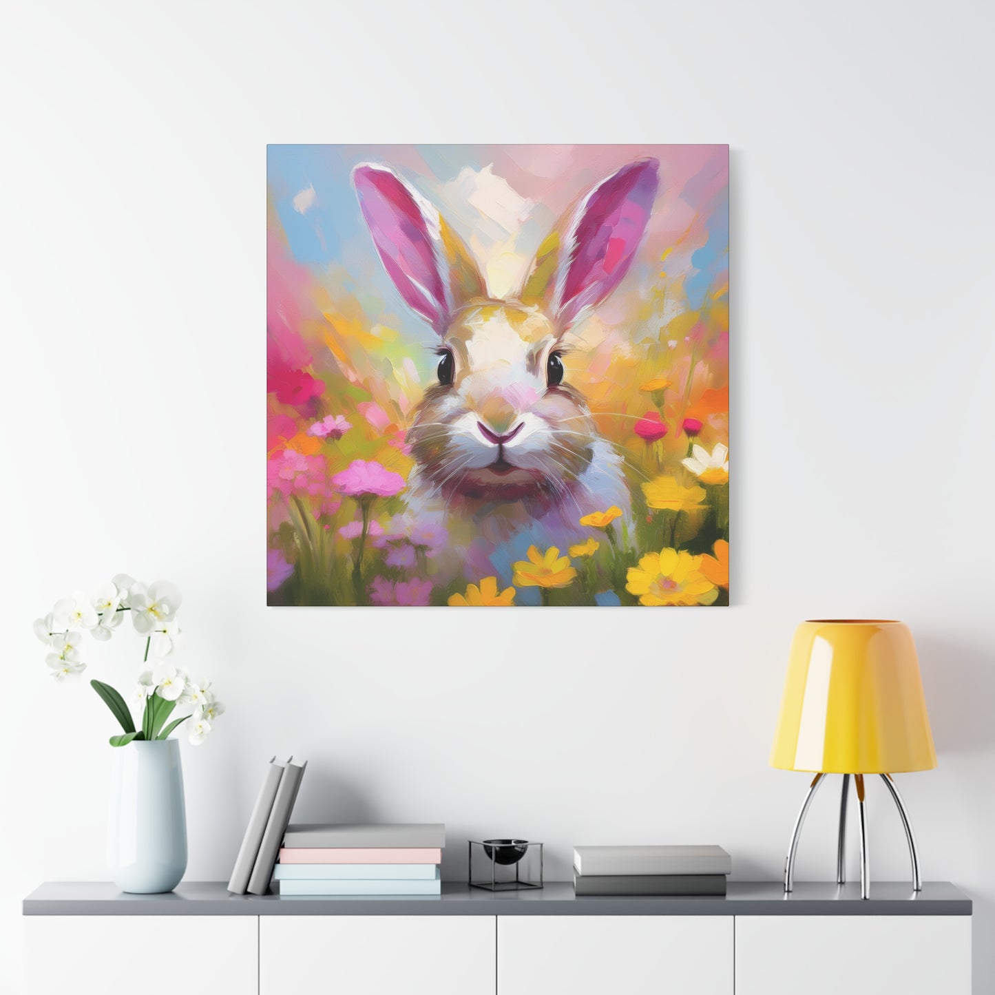 Bunny Rabbit Frameless Canvas Wall Art Sizes 10”x10” – 36”x36”