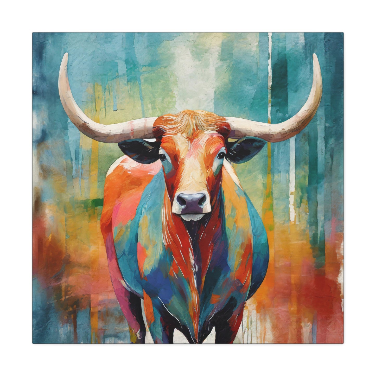 Texas Longhorn Frameless Canvas Wall Art Sizes 10”x10” – 36”x36”