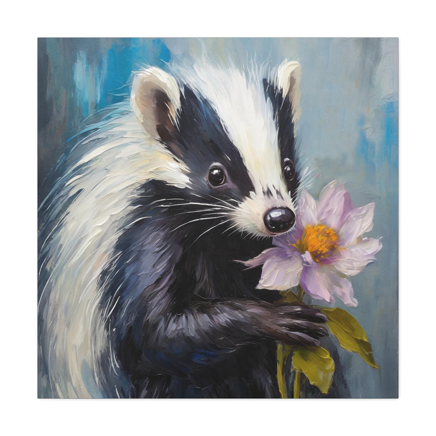 Flower Skunk Lollipop Frameless Canvas Wall Art Sizes 10”x10” – 36”x36”