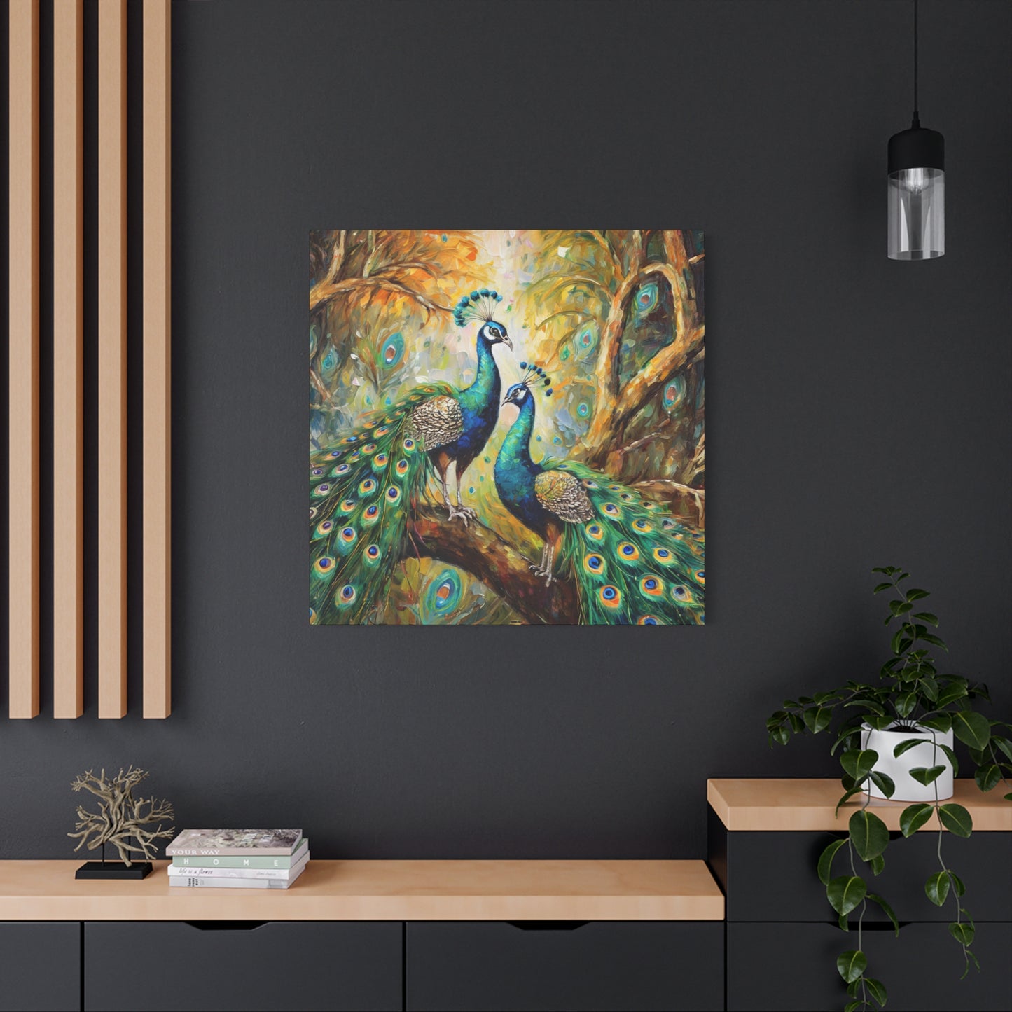 Peacock Frameless Canvas Wall Art Sizes 10”x10” – 36”x36”