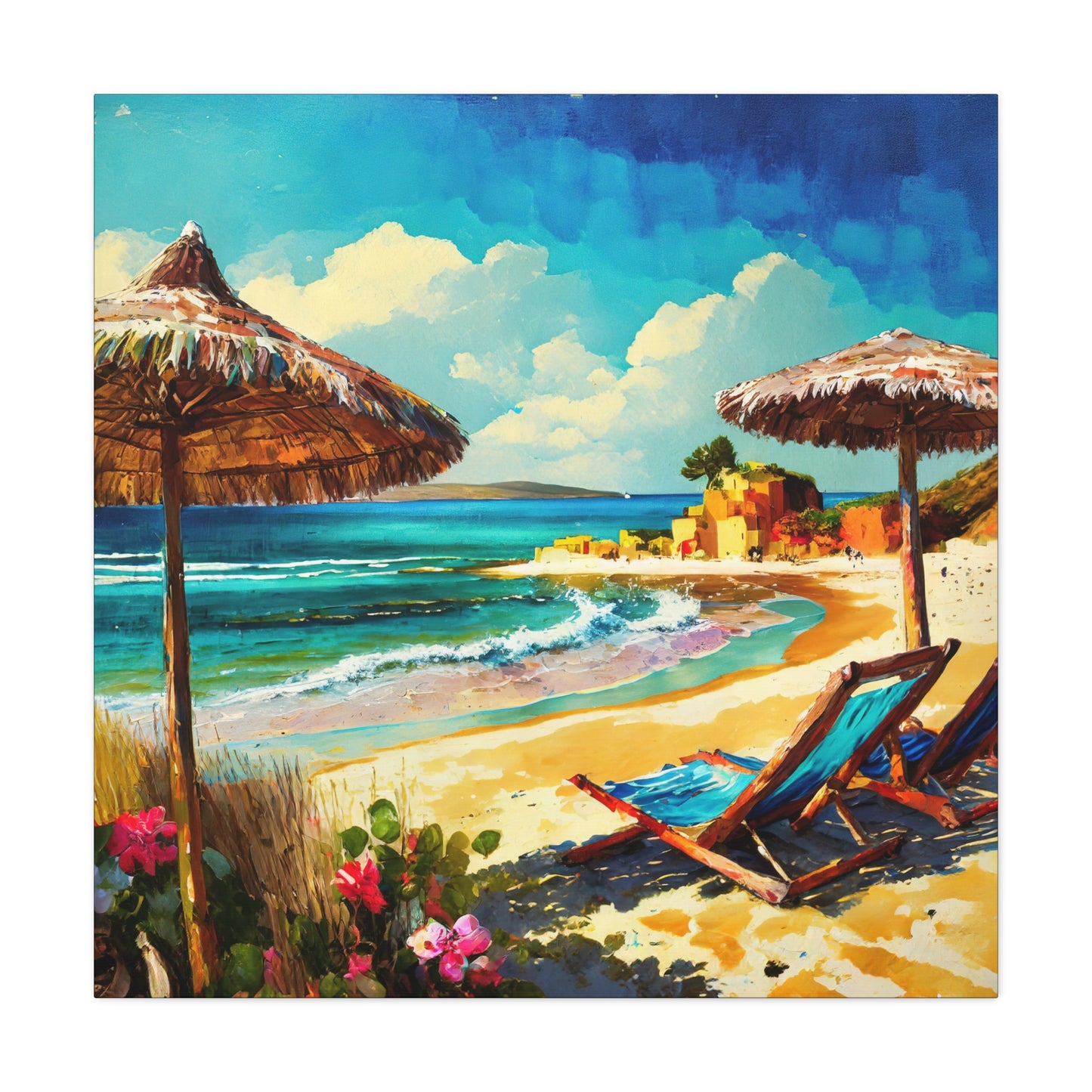 Beach Frameless Canvas Wall Art Sizes 10”x10” – 36”x36”