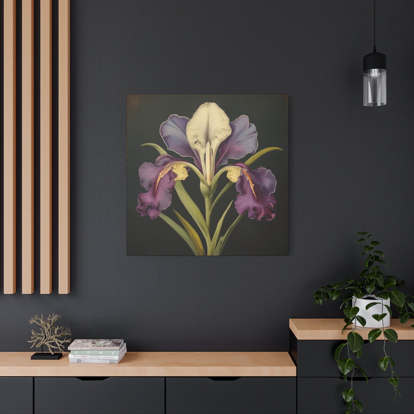 Iris Flower Frameless Canvas Wall Art Sizes 10”x10” – 36”x36”