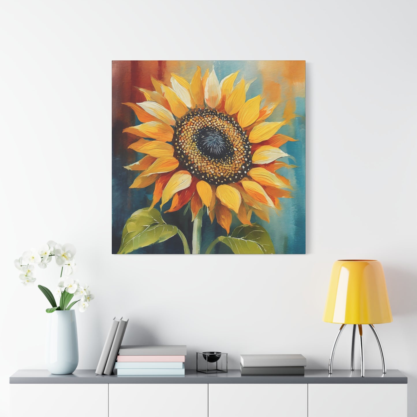Sunflower Frameless Canvas Wall Art Sizes 10”x10” – 36”x36”
