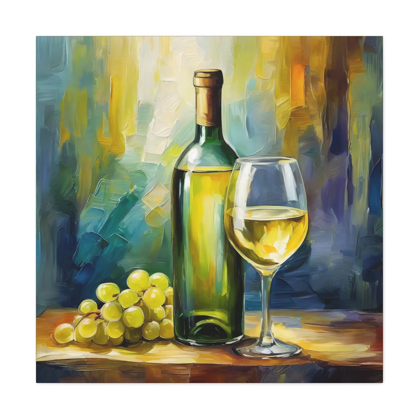 White Wine Frameless Canvas Wall Art Sizes 10”x10” – 36”x36”