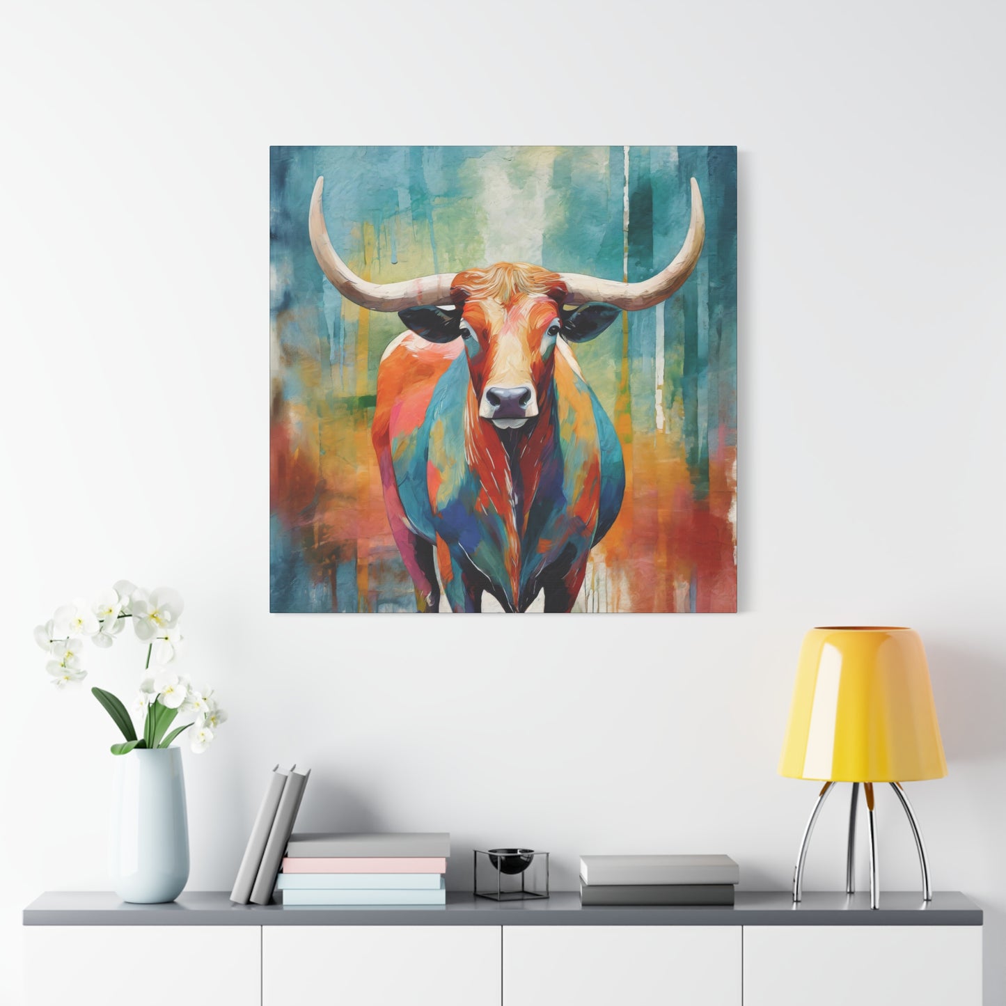 Texas Longhorn Frameless Canvas Wall Art Sizes 10”x10” – 36”x36”