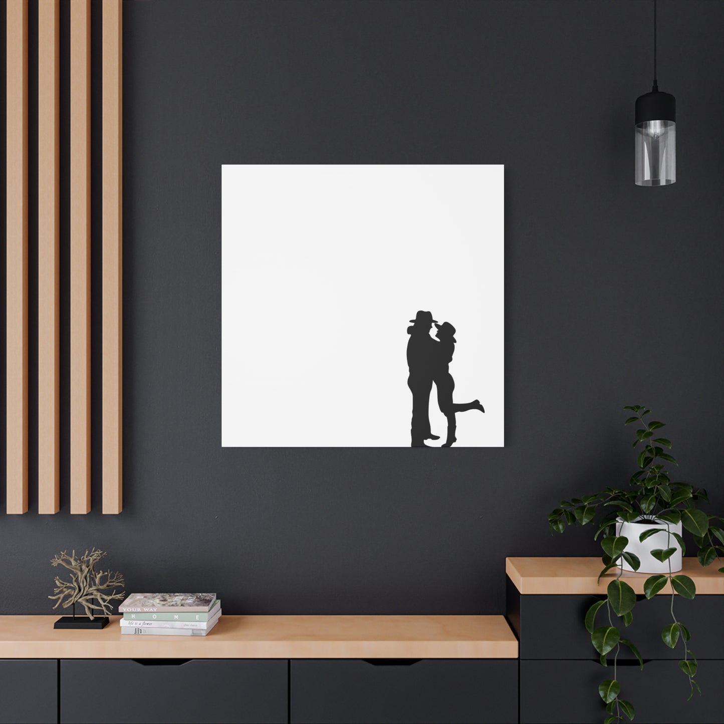 Shadow Cowboy Cowgirl Lovers Frameless Canvas Wall Art Sizes 10”x10” – 36”x36”