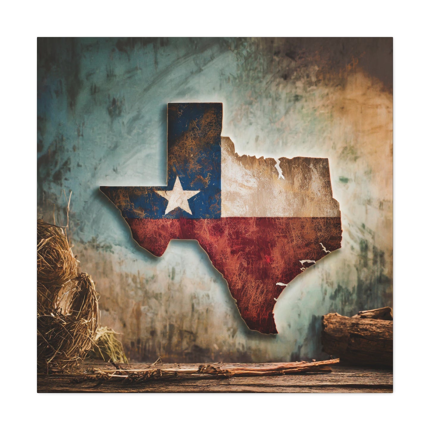 Rustic Texas Flag Frameless Canvas Wall Art Sizes 10”x10” – 36”x36”