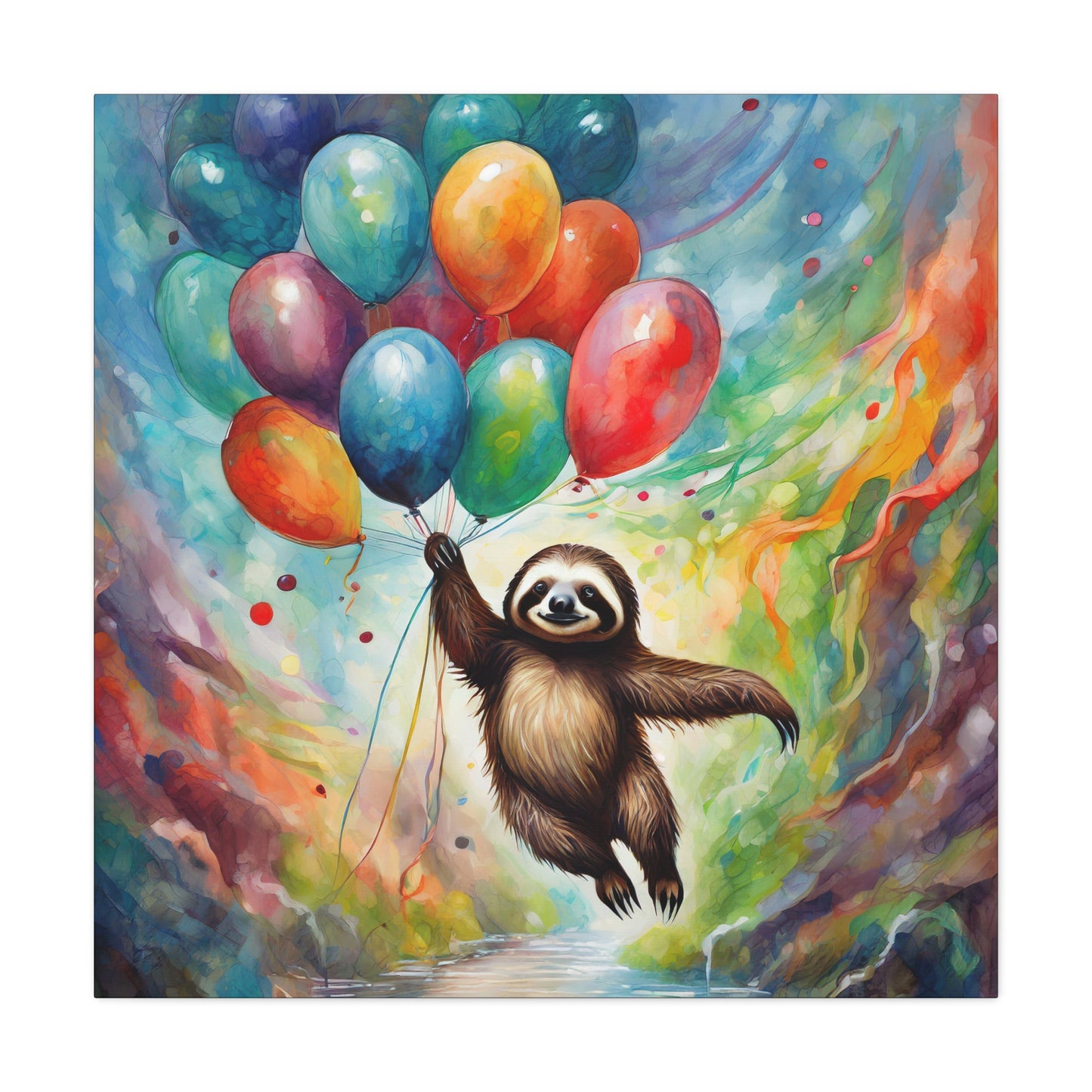 Balloon Sloth Frameless Canvas Wall Art Sizes 10”x10” – 36”x36”