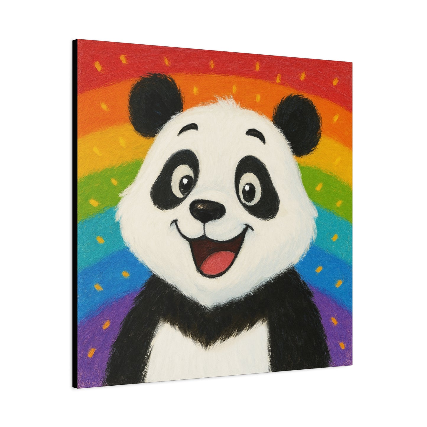 Rainbow Panda Frameless Canvas Wall Art Sizes 10”x10” – 36”x36”