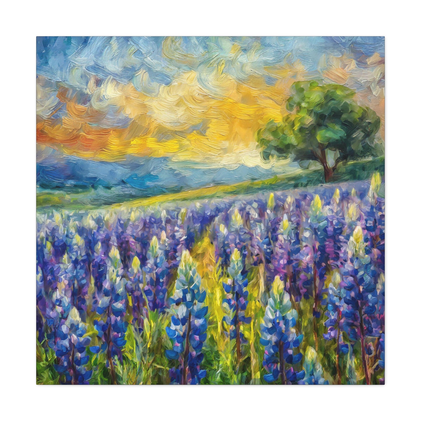 Bluebonnets Frameless Canvas Wall Art Sizes 10”x10” – 36”x36”