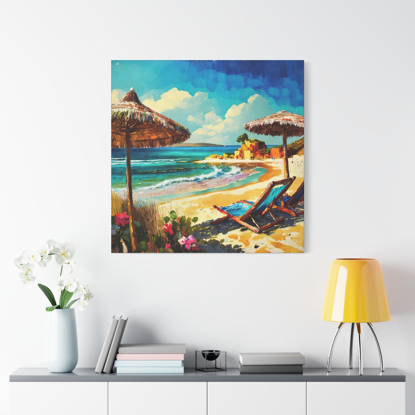 Beach Frameless Canvas Wall Art Sizes 10”x10” – 36”x36”
