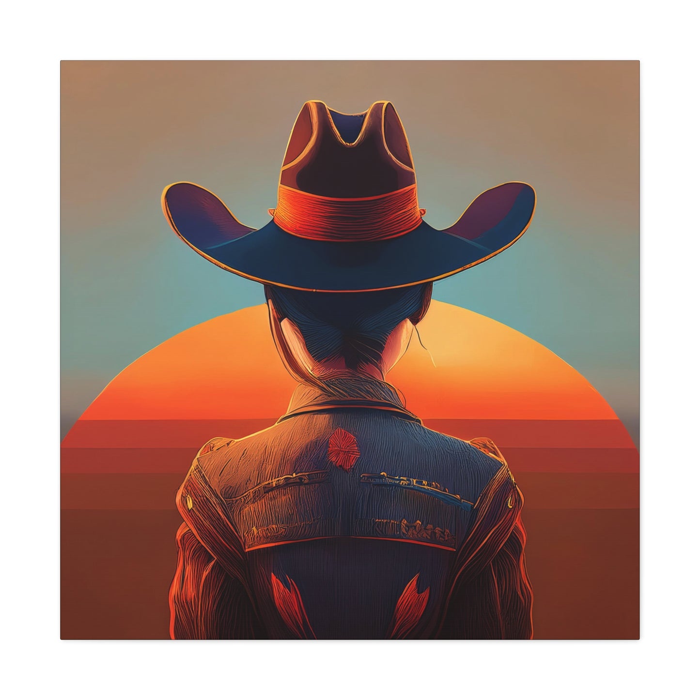 Modern Cowgirl Frameless Canvas Wall Art Sizes 10”x10” – 36”x36”