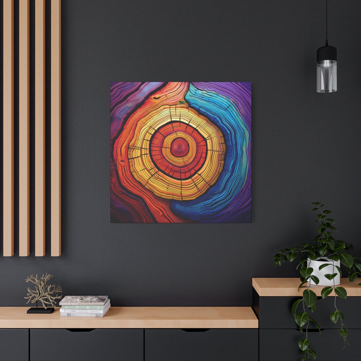 Colorful Woodgrain Frameless Canvas Wall Art Sizes 10”x10” – 36”x36”