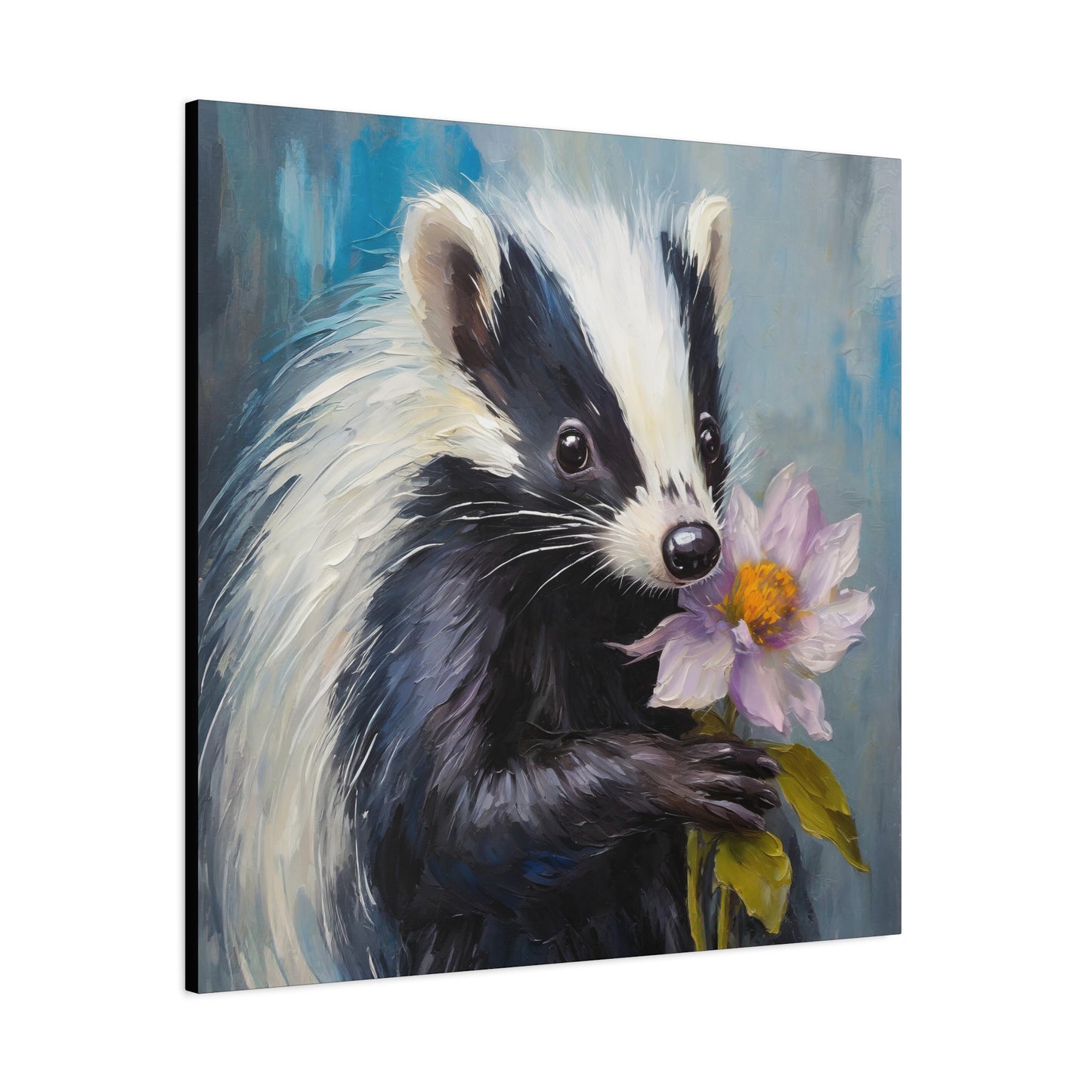 Flower Skunk Lollipop Frameless Canvas Wall Art Sizes 10”x10” – 36”x36”