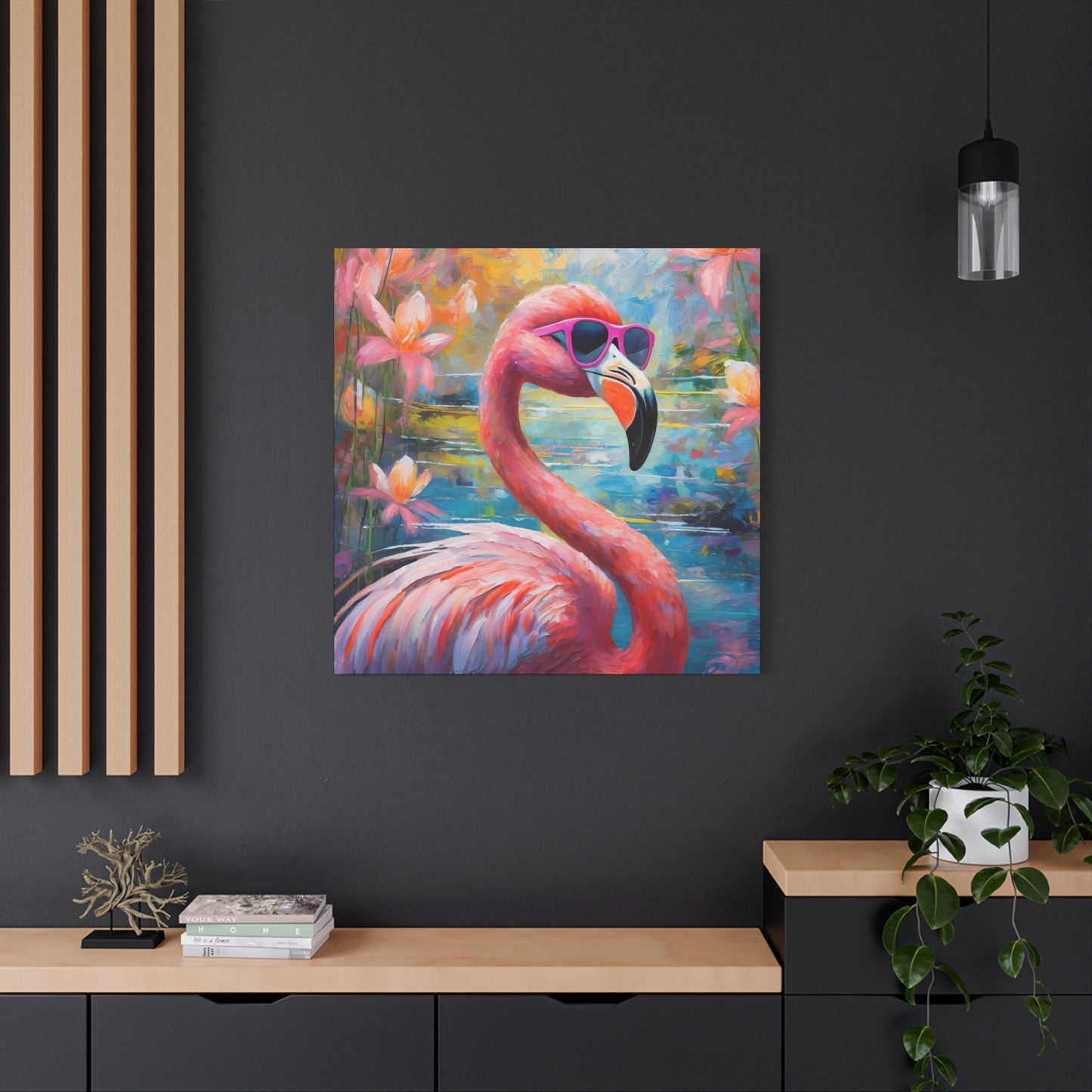 Flamingo Frameless Canvas Wall Art Sizes 10”x10” – 36”x36”