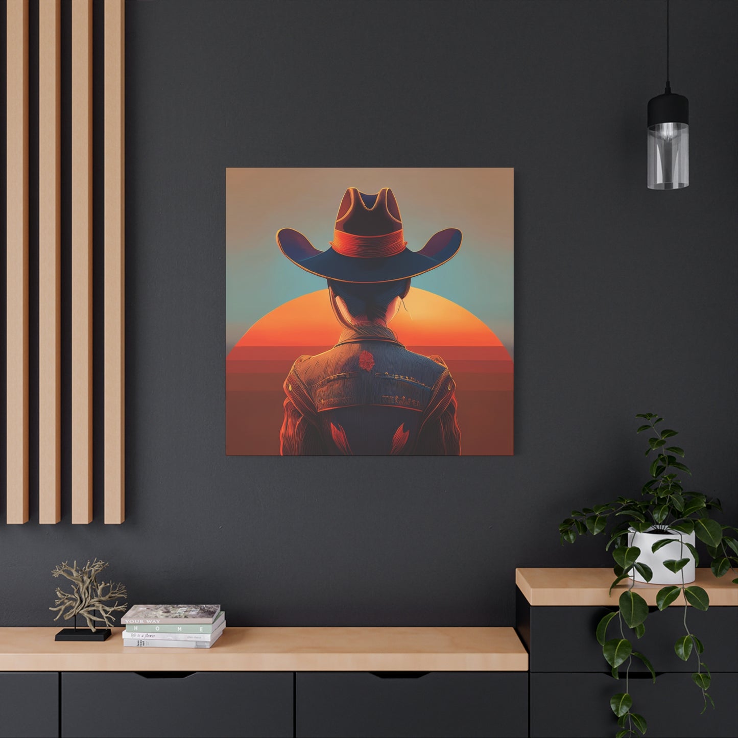 Modern Cowgirl Frameless Canvas Wall Art Sizes 10”x10” – 36”x36”