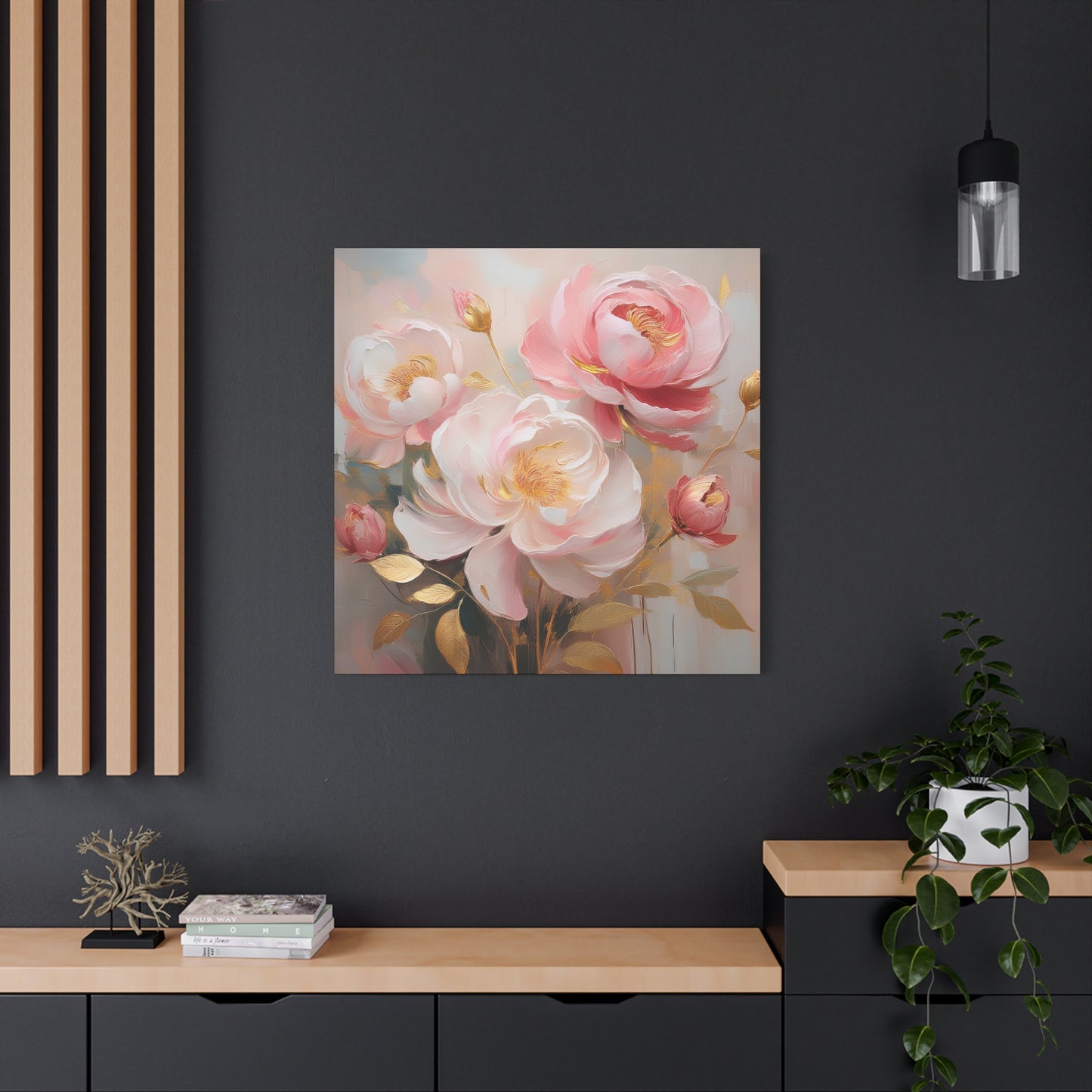 Pink Roses Frameless Canvas Wall Art Sizes 10”x10” – 36”x36”