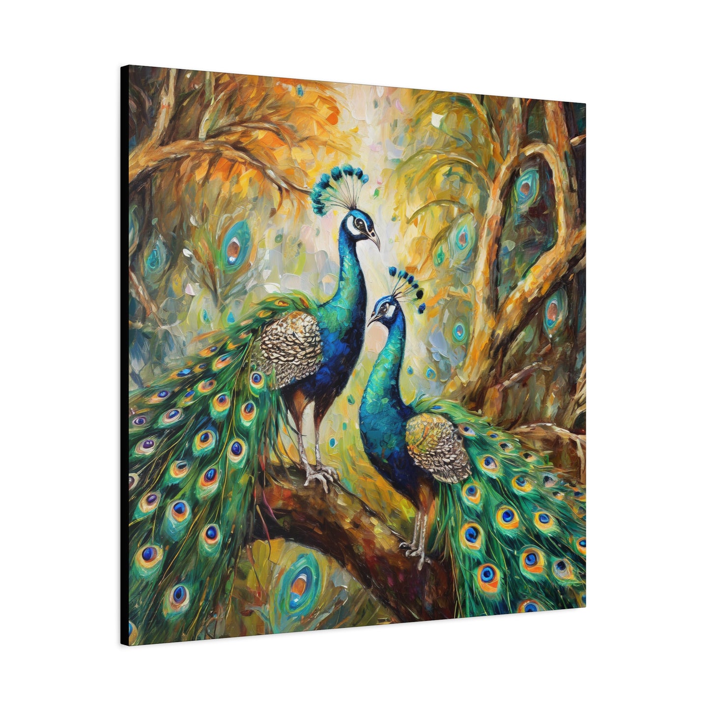 Peacock Frameless Canvas Wall Art Sizes 10”x10” – 36”x36”