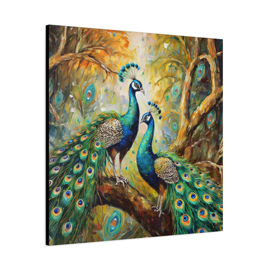 Peacock Frameless Canvas Wall Art Sizes 10”x10” – 36”x36”