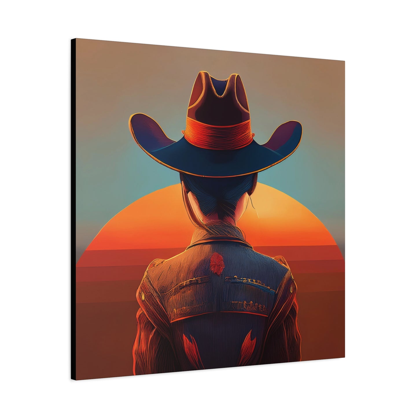 Modern Cowgirl Frameless Canvas Wall Art Sizes 10”x10” – 36”x36”