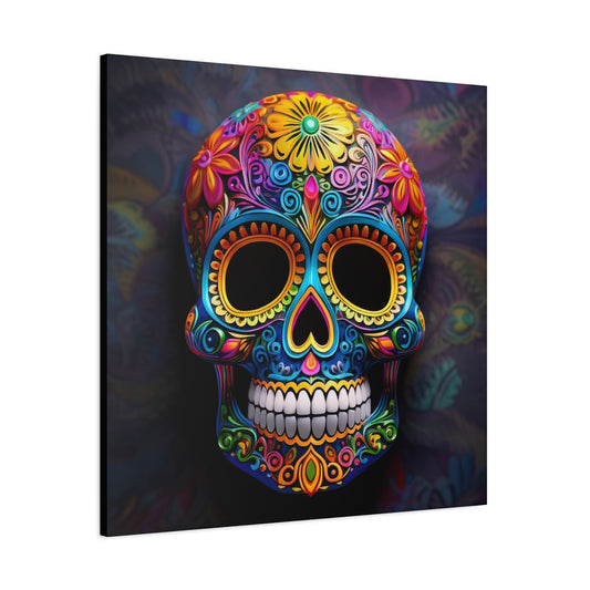 Sugar Skull Frameless Canvas Wall Art Sizes 10”x10” – 36”x36”