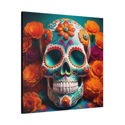 Sugar Skull Frameless Canvas Wall Art Sizes 10”x10” – 36”x36”