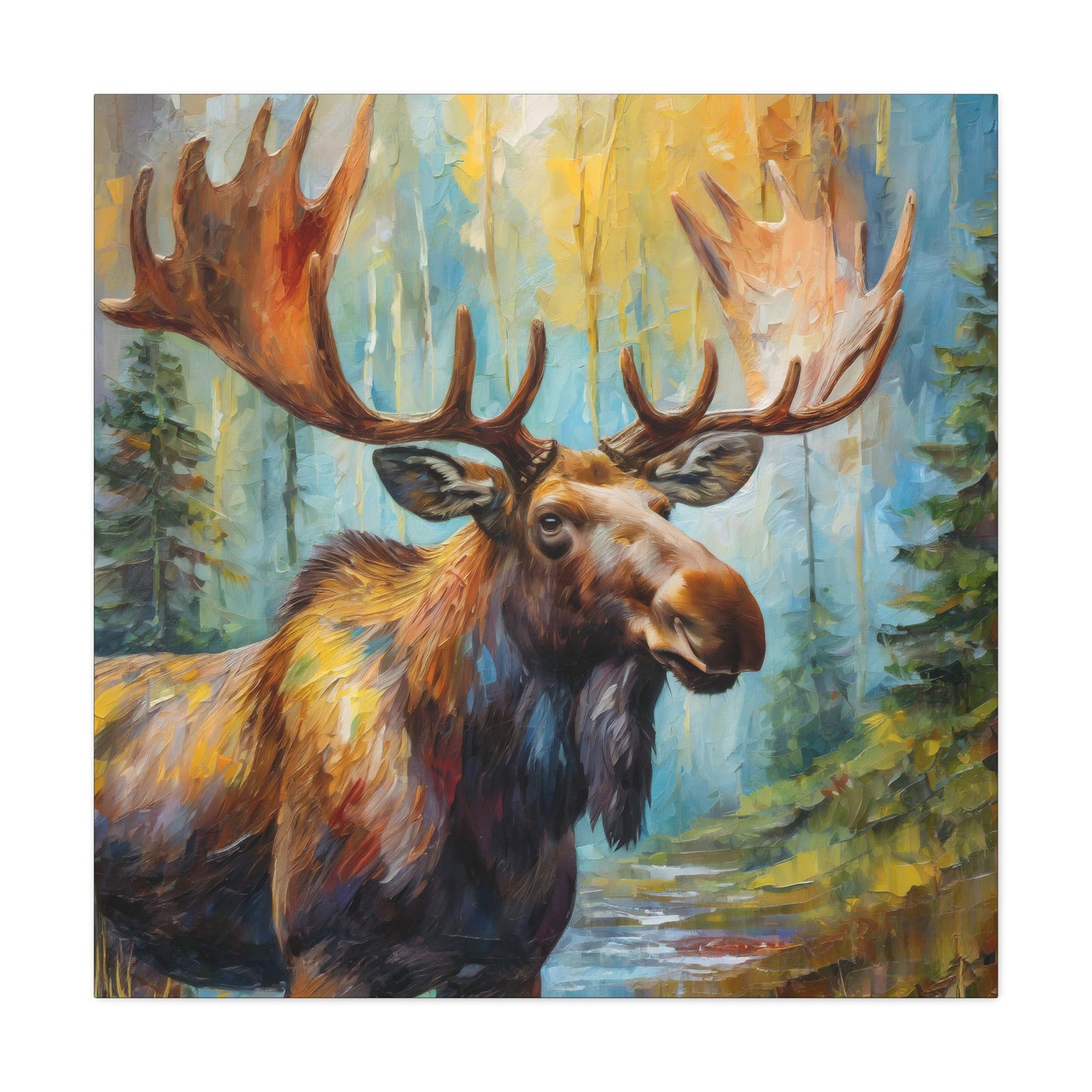 Moose Frameless Canvas Wall Art Sizes 10”x10” – 36”x36”
